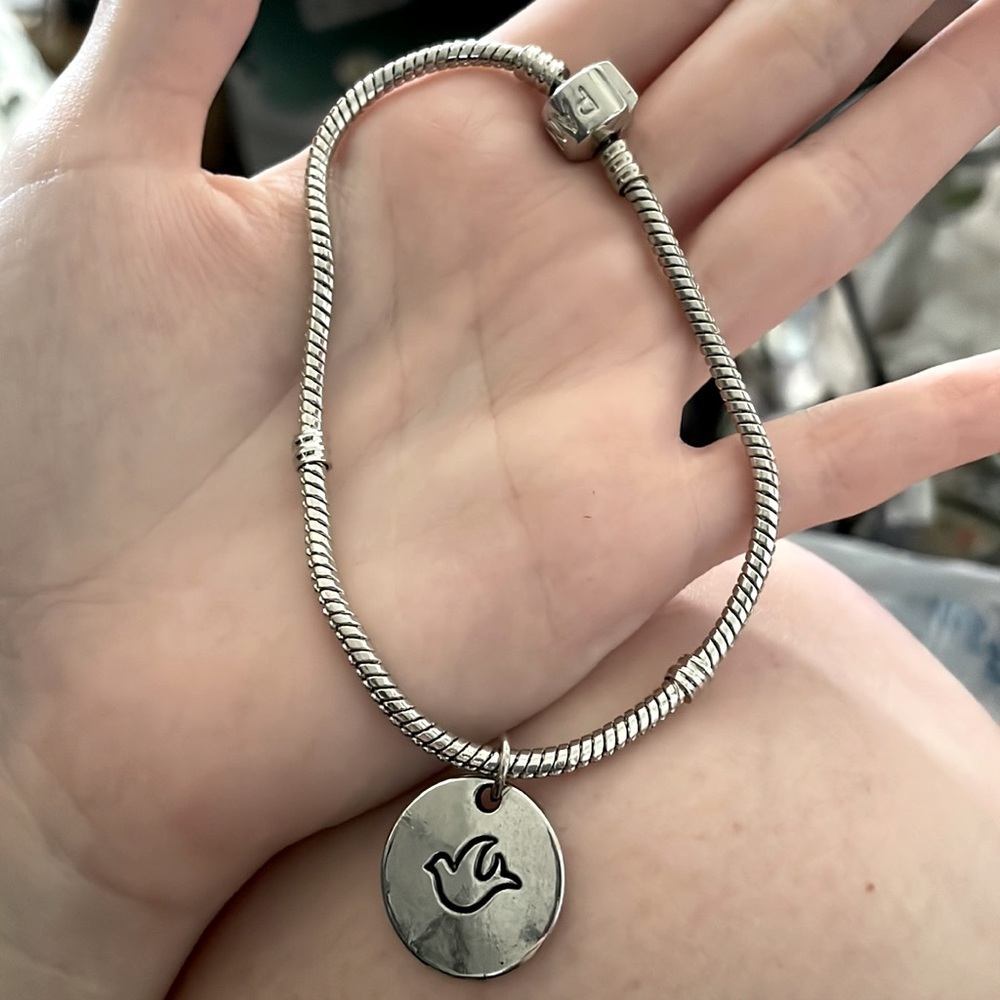 Silver Pandora Hope charm bracelet